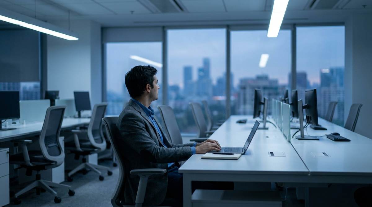 Mitarbeiter allein im Büro